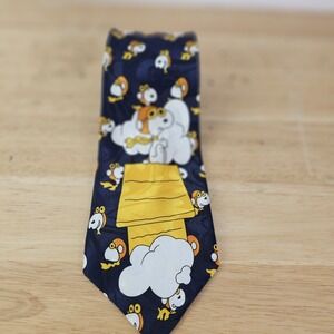 Snoopy Mens Neck Tie Darren Brand Blue Geometric Pattern‎ 100% Silk Peanuts
